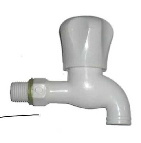 White 5 Inches Plain Glossy Finish Plastic Water Tap