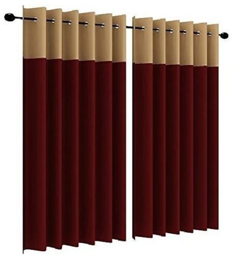 Maroon 6X4 Feet Plain Modern Rectangular Polyester Bedroom Curtains For Home Use