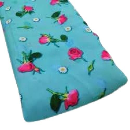 Blue With Pink Printed Washable 100% Georgette Fabric, 45 Inch Length, 58 Inch Width Density: 80 Gram Per Cubic Meter (G/M3)