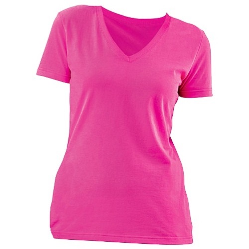 Pink Fade Free Light Weight Cool Pass Plain Short Sleeve V Neck Cotton T-Shirt For Girls