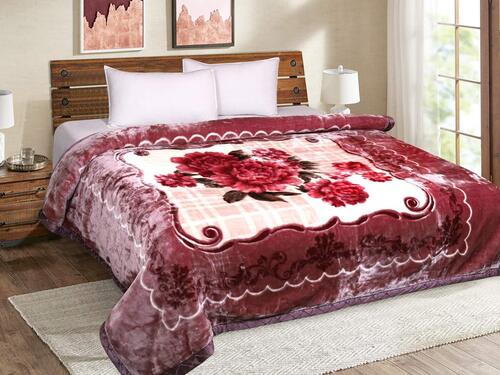 Flower Printed Design Double Bed Soft Blankets 