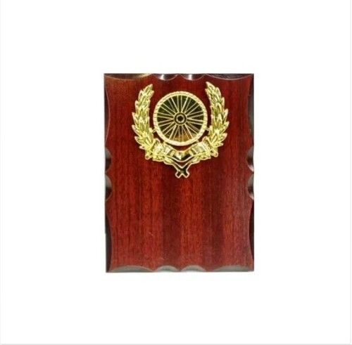 Logo Rectangular Wooden Wall Plaque Ashoka Chakra Momento For Souvenir