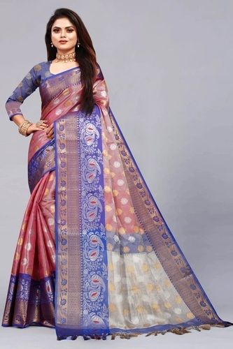 New Arrival Fancy Party Wear Jacquard Saree With Blouse Piece