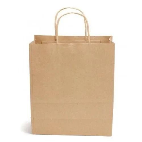 Brown Recyclable Customized Offset Surface Handling Plain Kraft Paper Bag