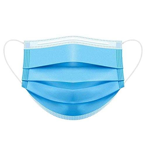 Sky Blue Skin-Friendly Disposable Plain Non-Woven 3 Ply Face Mask With Ear Loop For Pollution Use