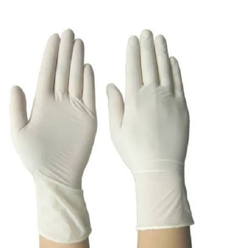 White Full Finger Rubber Disposable Hand Gloves For Medical Purposes