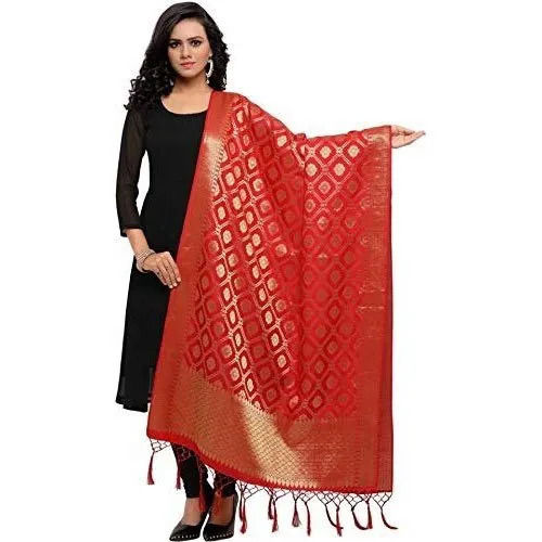 Embroidered Light Weight And Comfortable Soft Party Wear Silk Dupatta