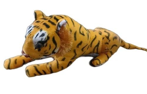 Yellow Lightweight Cotton Non Toxic Soft Nylex Fabric Tiger Stuffed Toy For Kid'S