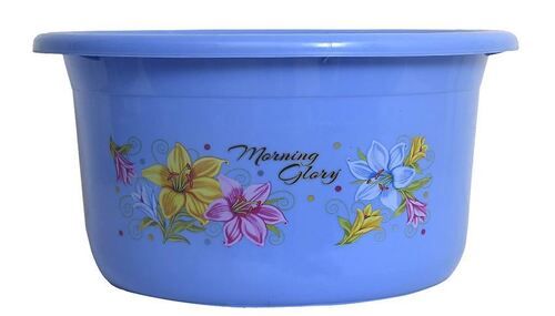 Blue Round Rigid Glossy Plastic Tubs For Home