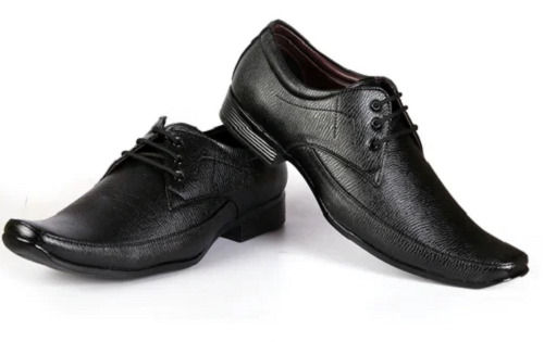 Black Semi Round Toe Classic Synthetice Formal Shoe For Men