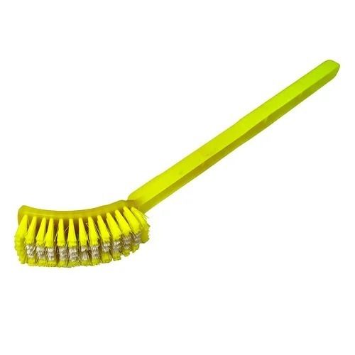 Yellow 15 Inch Lightweight Plastic And Nylon Flexible Toilet Cleaning Brush 