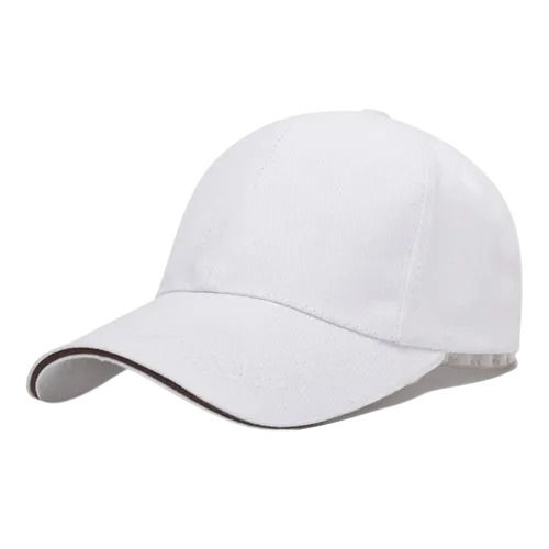 White Comfortable And Light Weight Daily Wear Plain Cotton Promotional Cap