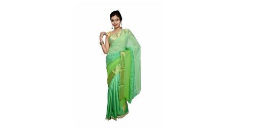 Green Georgette Chiffon Saree