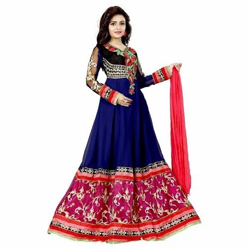Ladies Party Wear Printed Cotton Anarkali Salwar Suit With Dupatta
