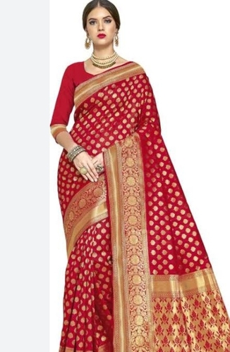 Machine Made Printed Cotton Banarasi Saree For Party Wear