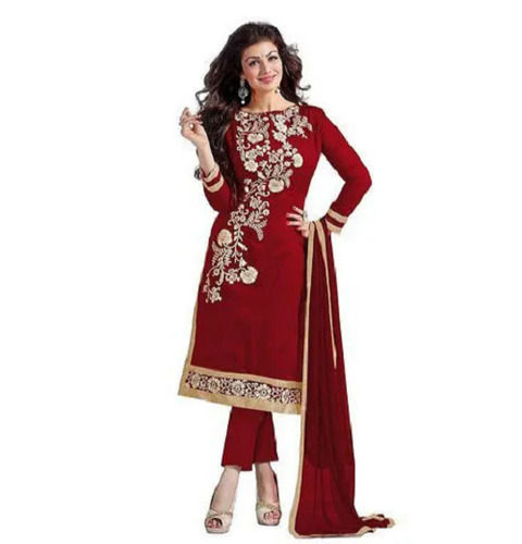 Multicolor No Fade Full Sleeve Embroidered Ladies Designer Suit