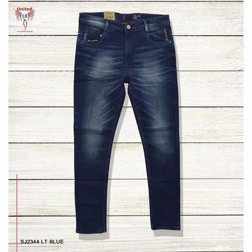 Party Wear Faded Comfort Fit Men Lycra Jeans