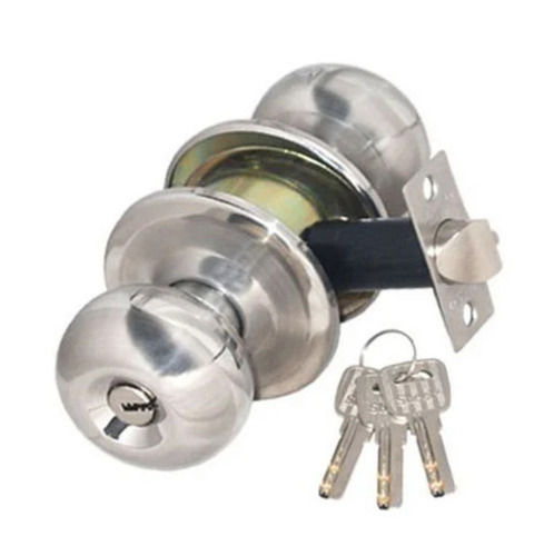 Silver Stainless Steel High-Security Cylindrical Lock With Regular Keys For Door Usage