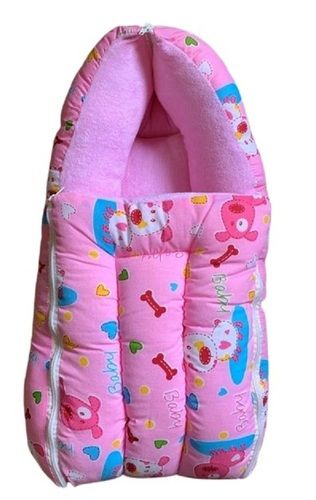 Pink Standard Portable Breathable Printed Cotton Baby Carry Bed