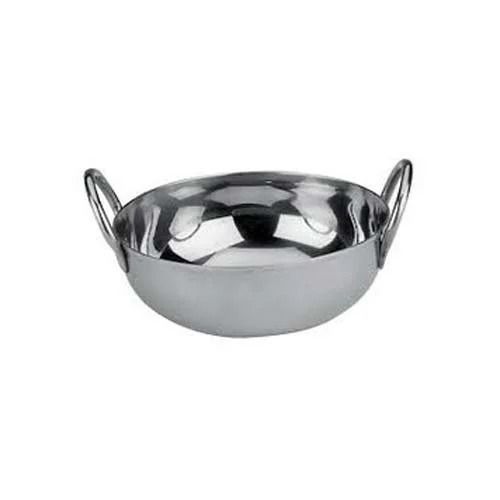 Silver 10 Inches 2 Mm Thickness Mirror Surface Finish Stainless Steel Kadai For Cook Food