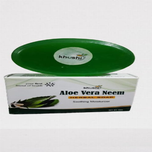 Aloe Vera Neem Bathing Soap - 100g Solid Herbal Bar, Green Color, Middle Foam, Ideal for Men