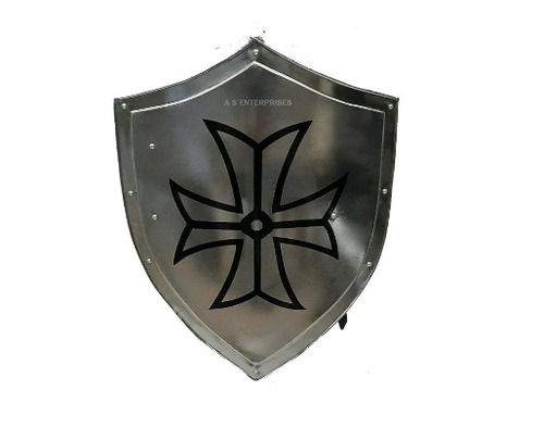 Indian 24 Inches Polished Iron And Steel Armor Shield For Decoration Use