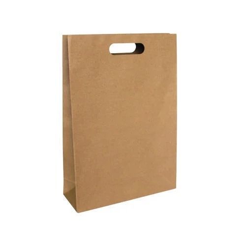5kg Load Capacity Disposable Plain D Cut Kraft Paper Bags With Hand Length Handle 