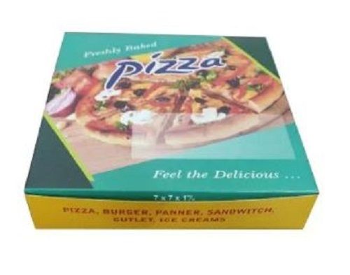 Glossy Lamination 7X7 Inch Size Square Paper Printed Pizza Box