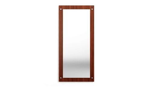 Brown Compact One Sided Polished Wood Frame Wall Mirror For Bathroom 