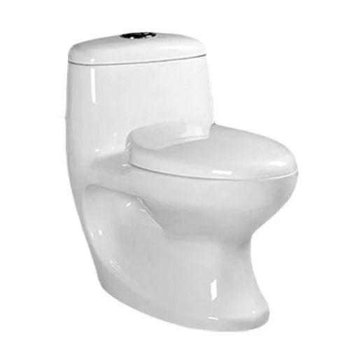 White Floor Mounted Polished Surface Finish Ceramic One Piece Toilet Seat