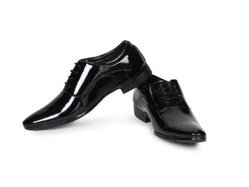 Black Formal Wear Flat Heel Pu And Leather Shoes For Mens