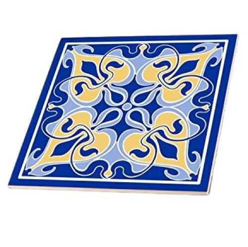 Heat Insulation And Non Slip Feature 12 Inch 3d Rose Single Design With Yellow Ceramic Tile