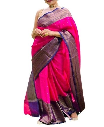 Summer Ladies Extremely Soft And Comfortable Printed Party Wear Pink Silk Saree