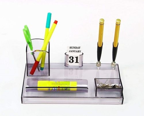 Modern Rectangular Waterproof Smooth Polished Clear Acrylic Desk Organizers No