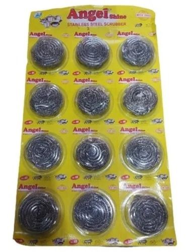 Silver Pack Of 12 Pieces Round Stainless Steel Scrubber