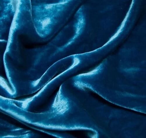 Blue Plain Shrink-Resistant Light Texture Washable Rayon Velvet Fabrics 