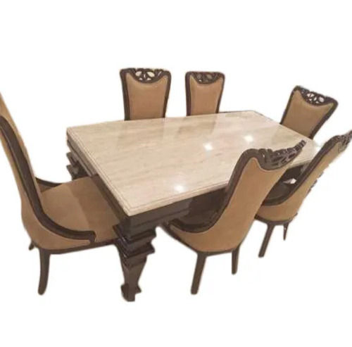 6 Seater Rectangular Teak Wood Dining Table Set For Dining Room