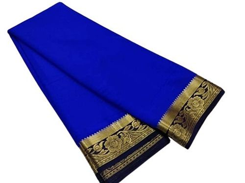 Casual Wear Comfortable South Indian Style Navy Blue Cotton Silk Saree 