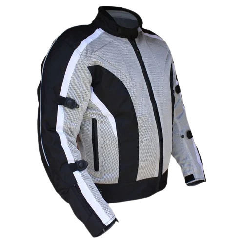 Black And Grey Everyday Wear Full Sleeve Zipper Closure Polyester Safety Jacket 