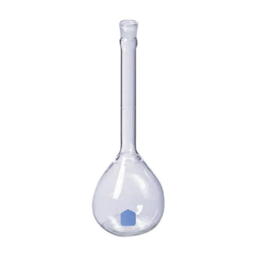 Flat Bottomed Elongated Neck Transparent Glass Laboratory Volumetric Flask