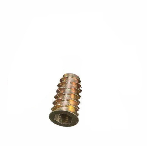 Galvanized Self-Tapping Insert D Nut - Stainless Steel, 10 x 10 x 30 cm, Golden Color | Strong Permanent Thread for Wood Materials, Round Head