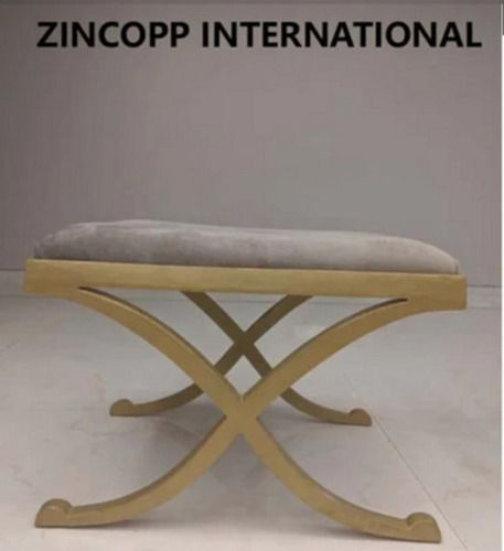 Zincopp Gold Finish Based Side Table With Tablet Top Cushion Set