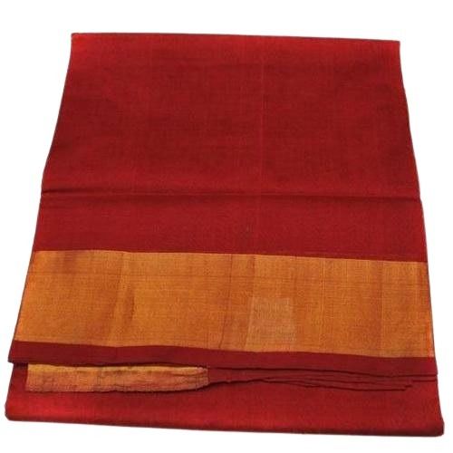 Summer Ladies Comfortable And Beautiful Party Wear Red Plain Cotton Sarees