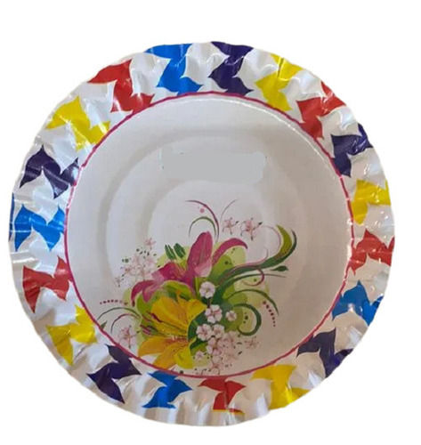 Multi Color Lightweight Heat Resistant Flowery Printed Diamond Cut Paper Plates