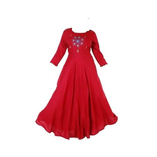 Party Wear Full Length Quarter Sleeve and Round Neck Kurti