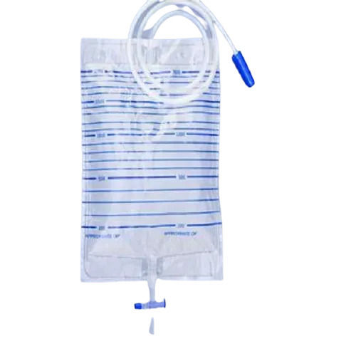 White And Blue Rectangular Plastic Disposable Urine Bag For Medical Use