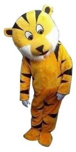 Yellow 1.5 Feet Length Velvet Tiger Theme Mascot Costume