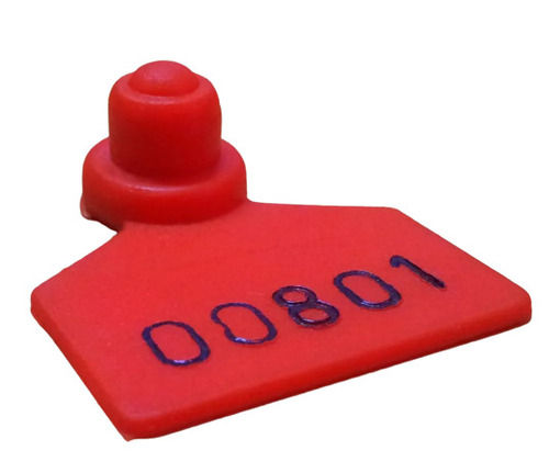 Red 6.5 Mm Thick 78X58 Mm Paint Coated Plastic Tag For Animal Purpose 