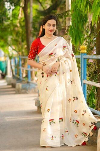 Ladies Party Wear Designer Kota Doria Cotton Blend Sarees