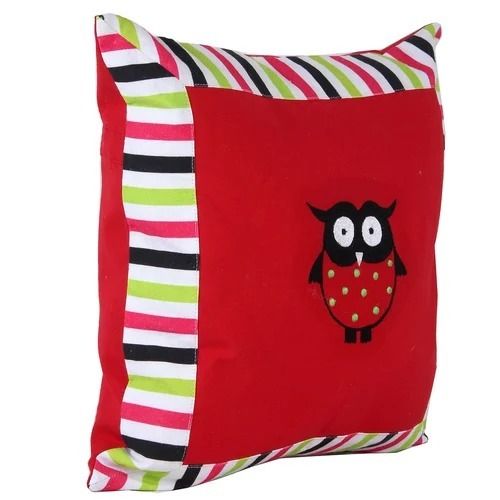 Red Lightweight Breathable Plain Printed Handmade Rectangular Cotton Cushion Pillow 